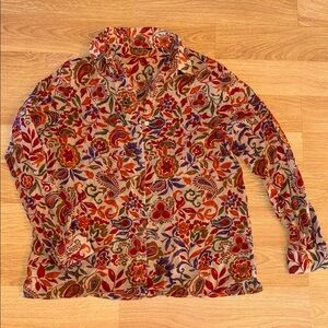 Ralph Lauren Floral Paisley Flowy Blouse warm colors cotton medium
